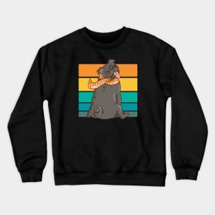 Cute Pug Retro Illustration Crewneck Sweatshirt